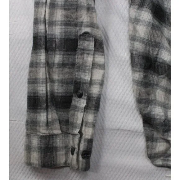 Patagonia Mens Organic Cotton Plaid Button-Up Shirt XXL Black & White - Picture 8 of 9